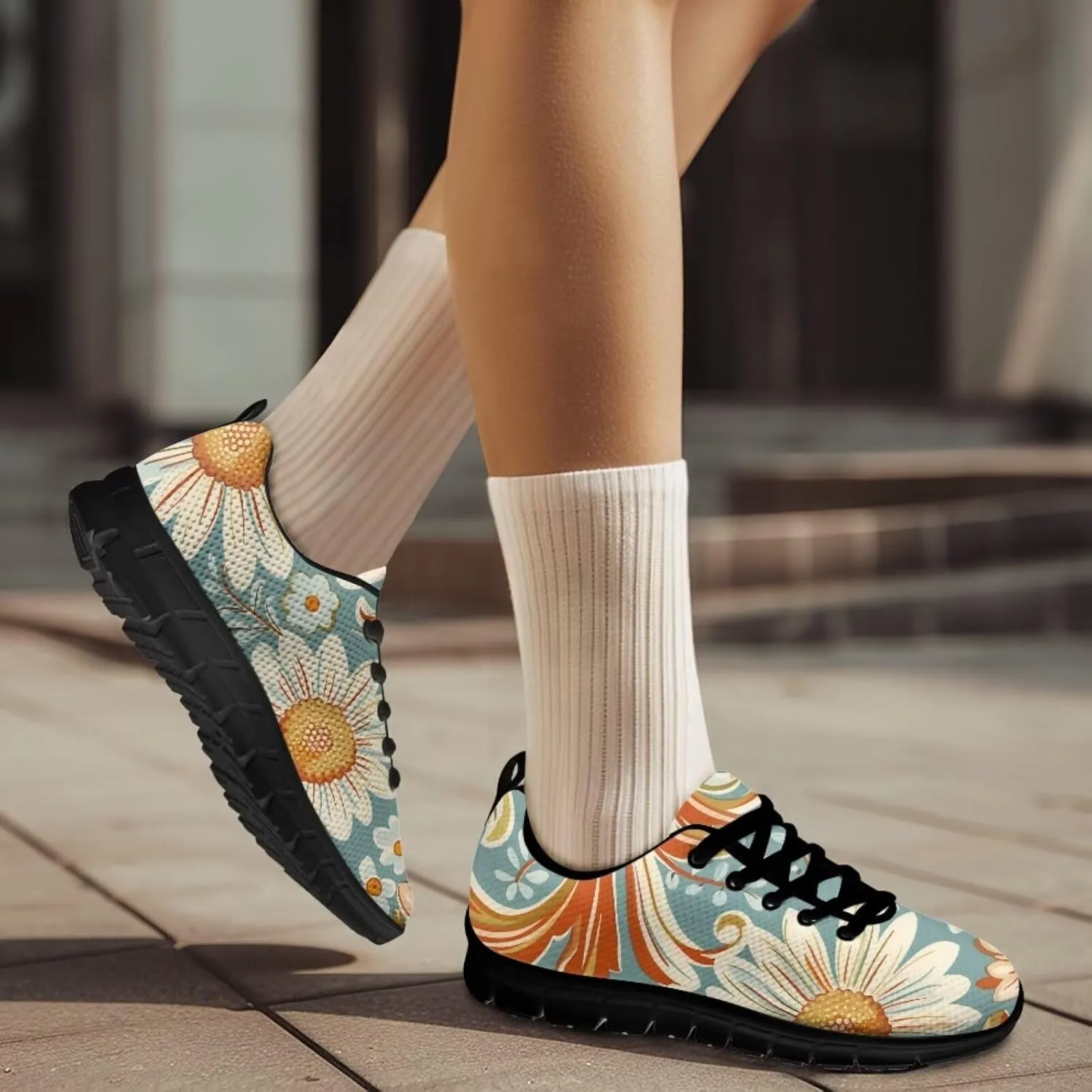 Modysero Soft Tennis Shoes for Women Shoes Lace Up Mesh Women Running Sneakers for Fall Outdoor Walking Sneakers
