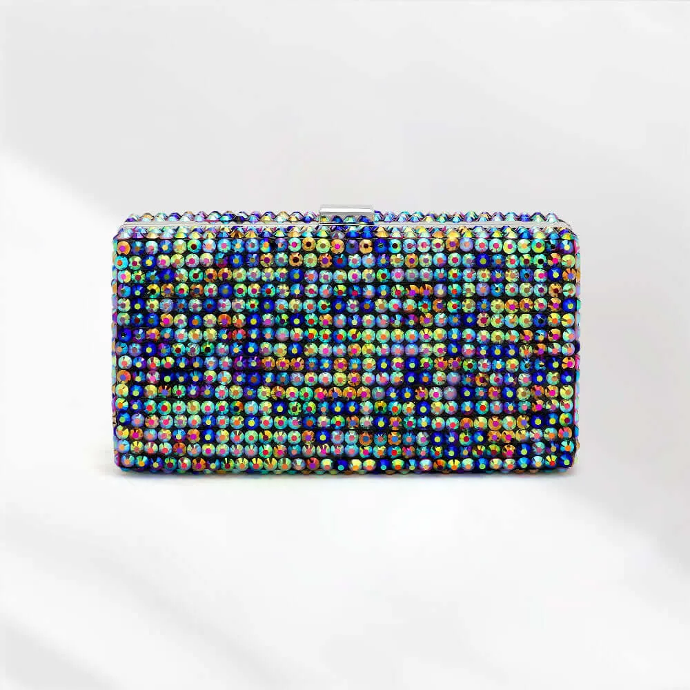 Multi Studded Bling Rectangle Evening Clutch / Crossbody Bag