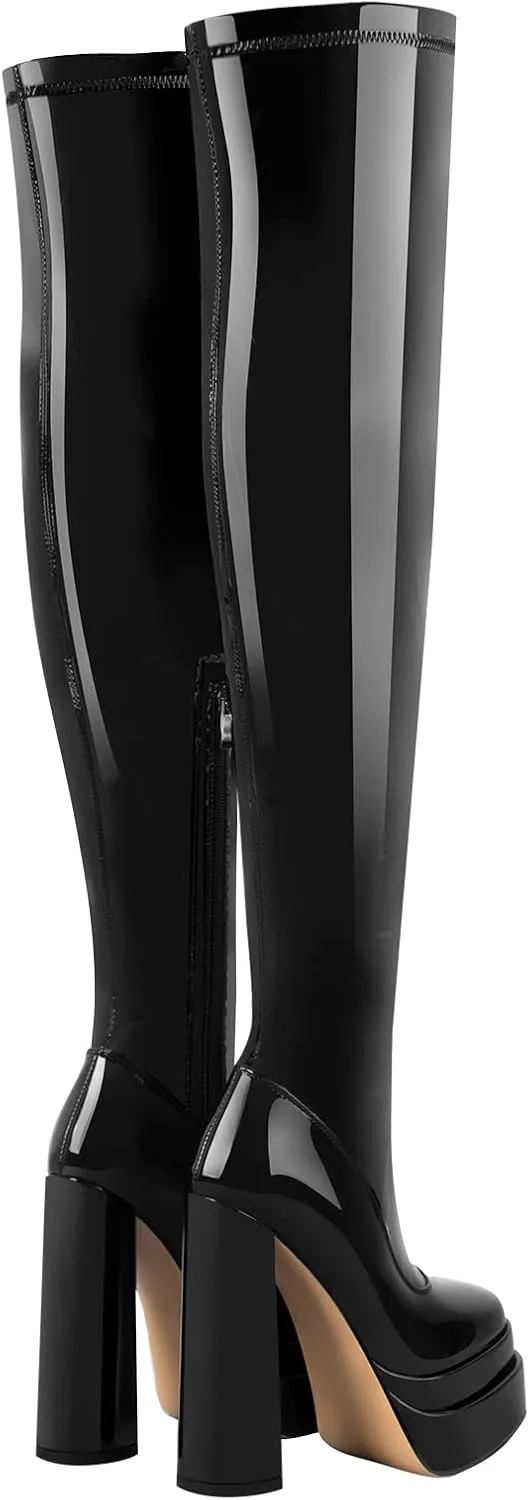 Platform Boots for Women Chunky Heel Over The Knee High Boots