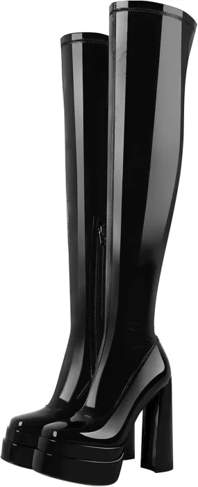 Platform Boots for Women Chunky Heel Over The Knee High Boots
