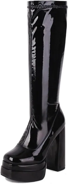 Platform Boots for Women Chunky Heel Over The Knee High Boots