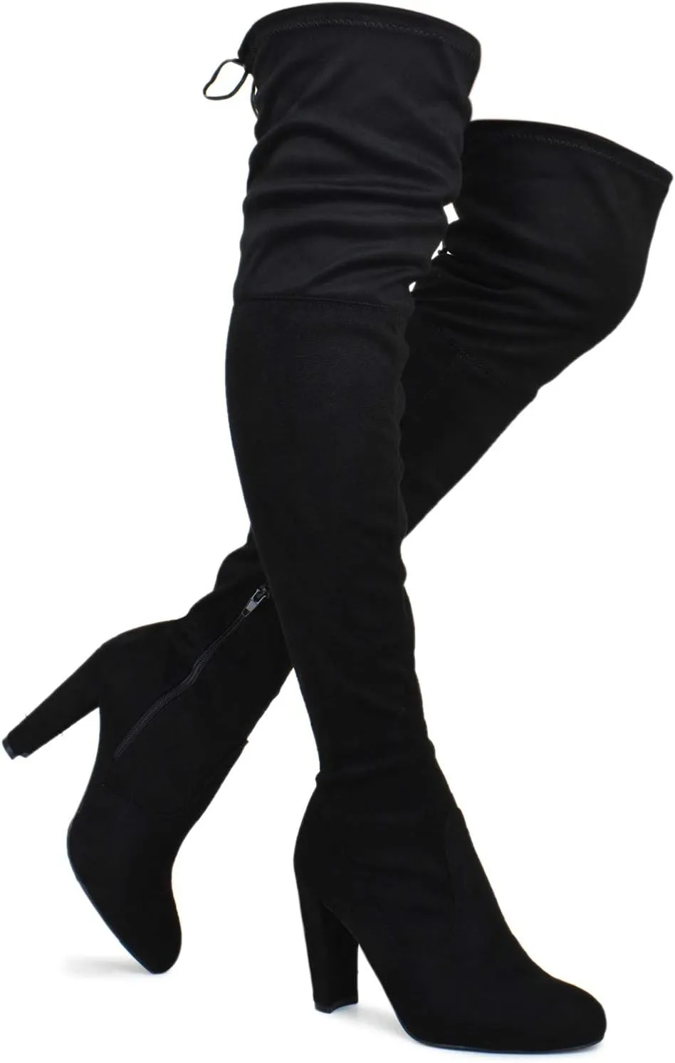 Premier Standard Women's Over The Knee Boot - Sexy Over The Knee Pullon Boot - Trendy Low Block Heel Shoe - Comfortable Boot,Black Su A*,11