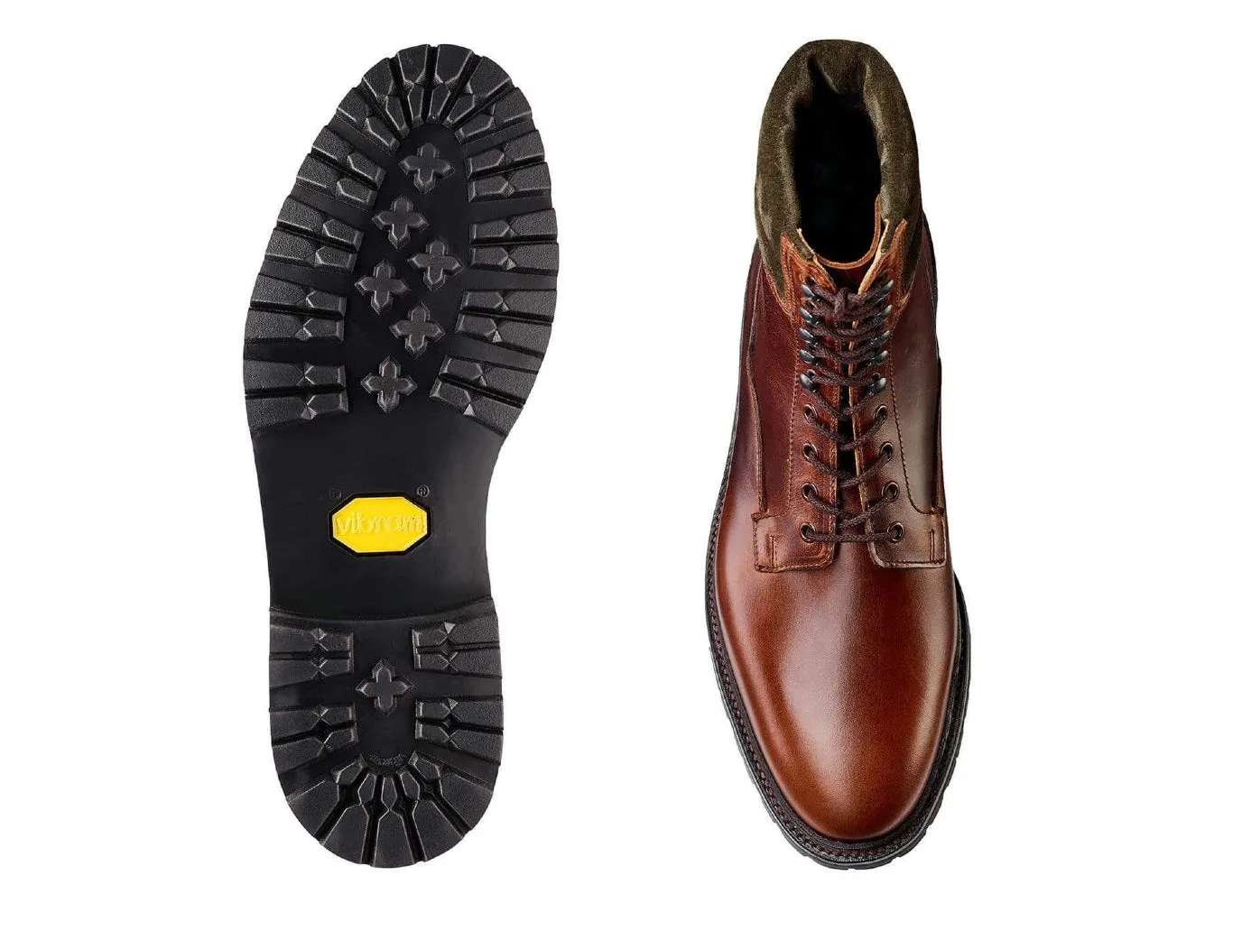 Ross Chocolate Hurricane Hide & Earth Green Suede Collar