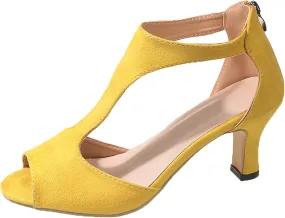 Sandals Women High Heels Dress Shoes Summer Open Toe Zip Closure Sandals Leather Fish Mouth Sandals