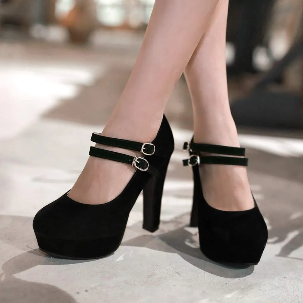 Scaoruki Fashion Platform Pumps Block High Heels