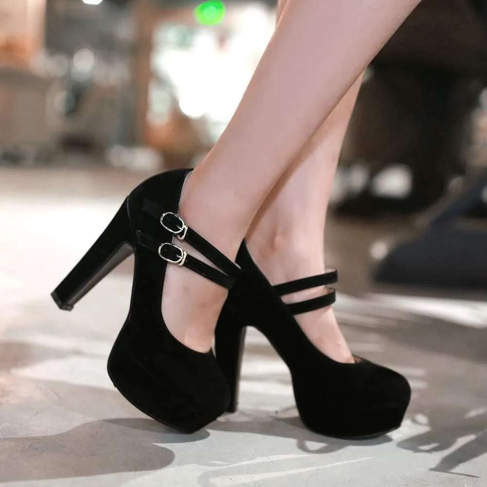 Scaoruki Fashion Platform Pumps Block High Heels