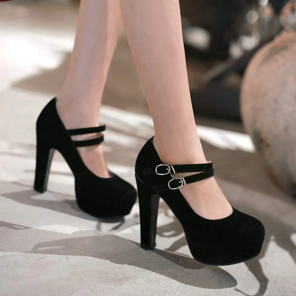 Scaoruki Fashion Platform Pumps Block High Heels