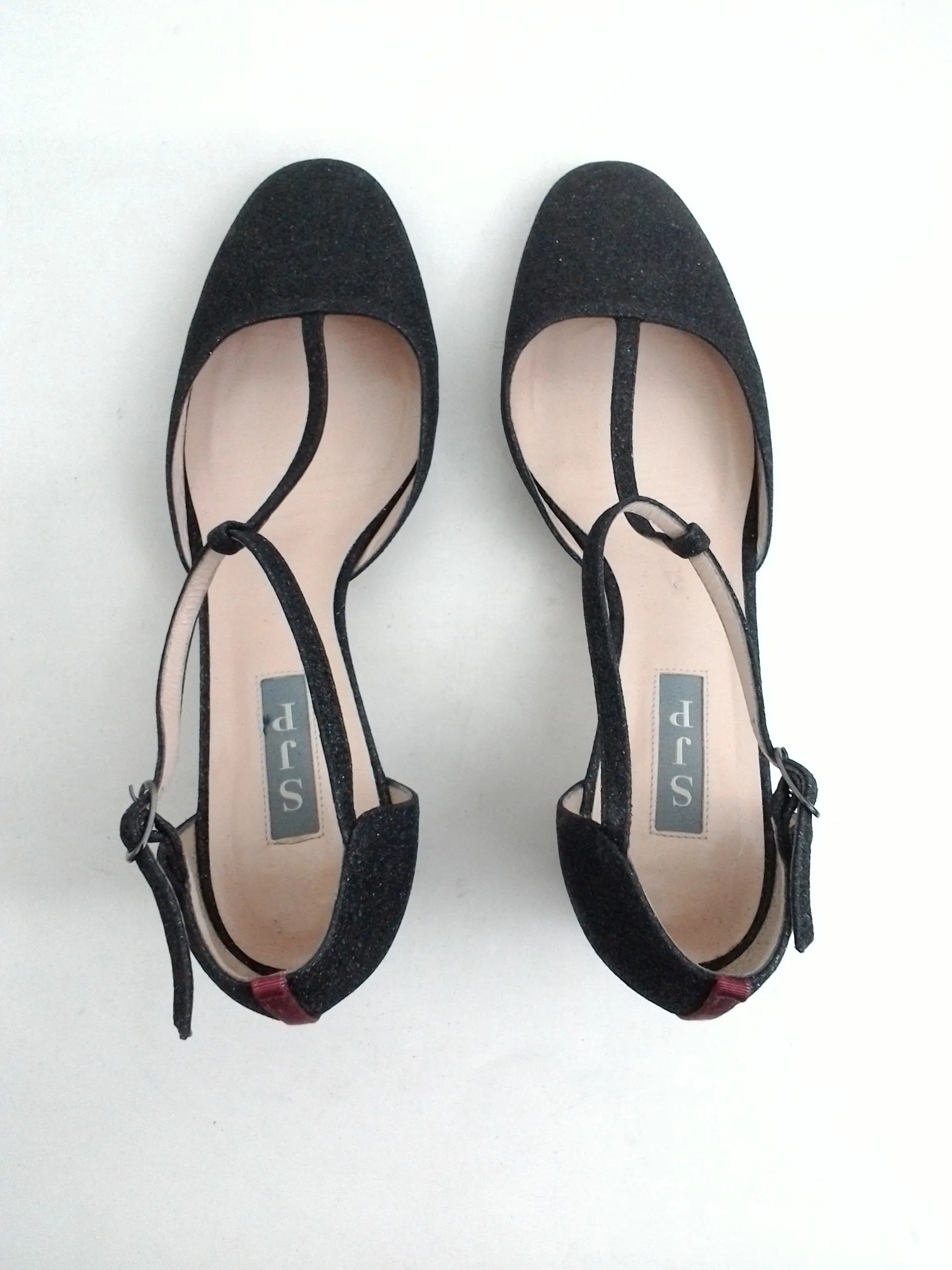 SJP Women's Black Glitter Heels Size 38