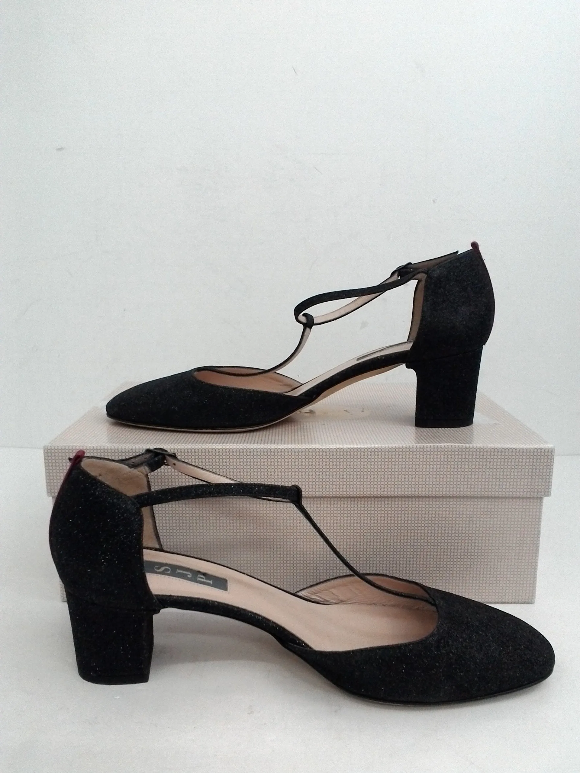 SJP Women's Black Glitter Heels Size 38