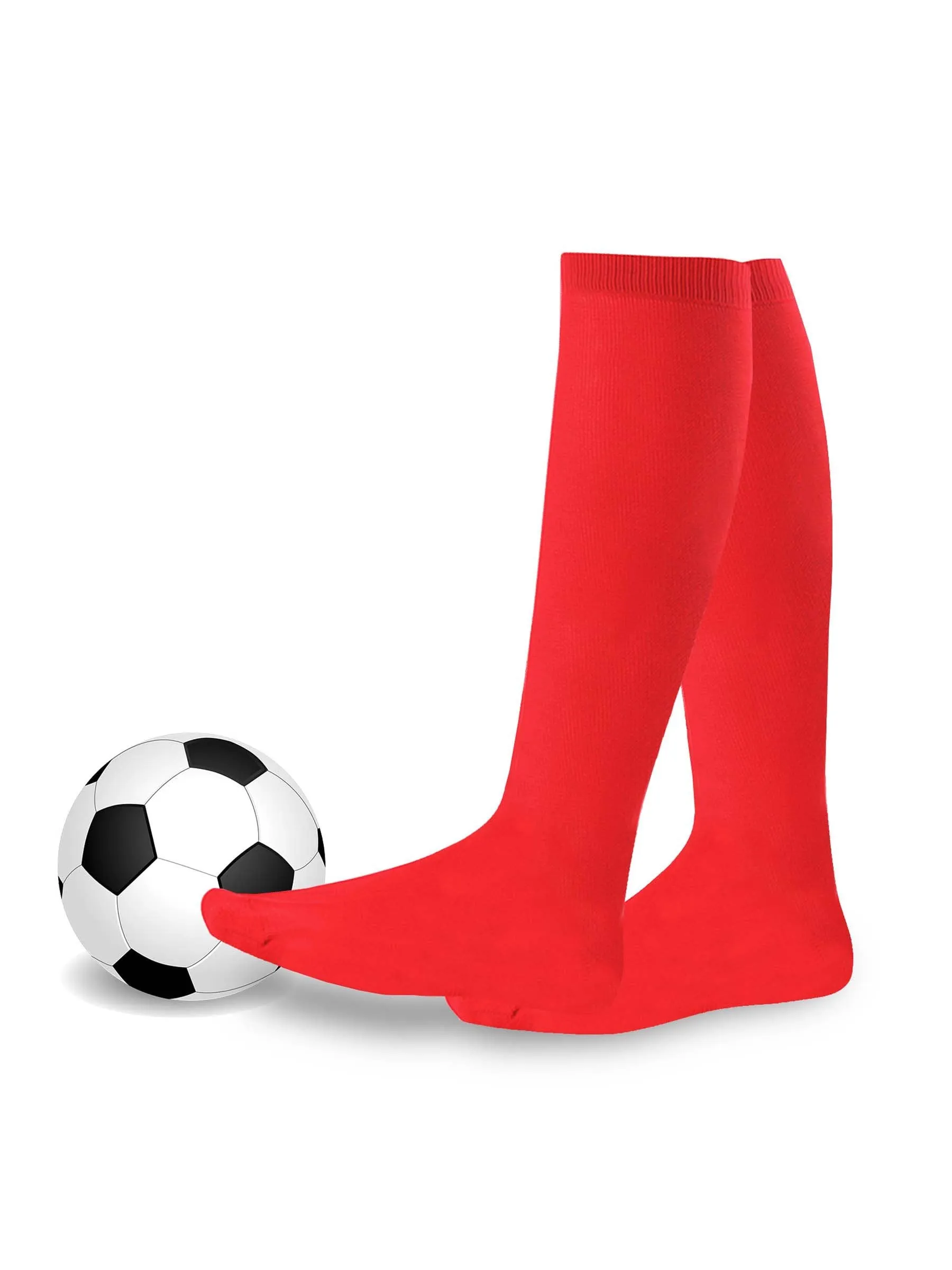 TeeHee Socks Unisex Soccer Acrylic Over The Knee High Red 3-Pack (50081)