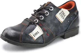 TMA EYES & MAiA Womens Handmade Stitching Shoes Leather Lace-up Low Heel Women Casual Shoes