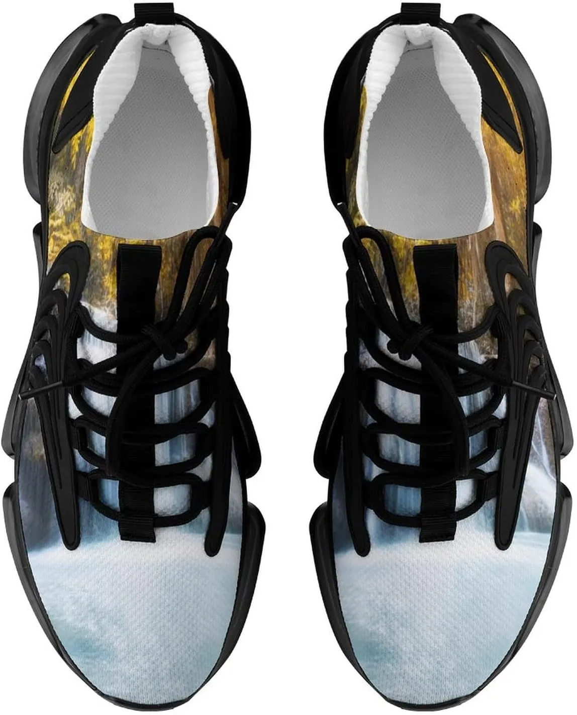 Waterfall Landscape Autumn Forests Walking Shoes for Men Lightweight Tennis Fashion Elastic Sports Shoes Cushion Basketball Shoes