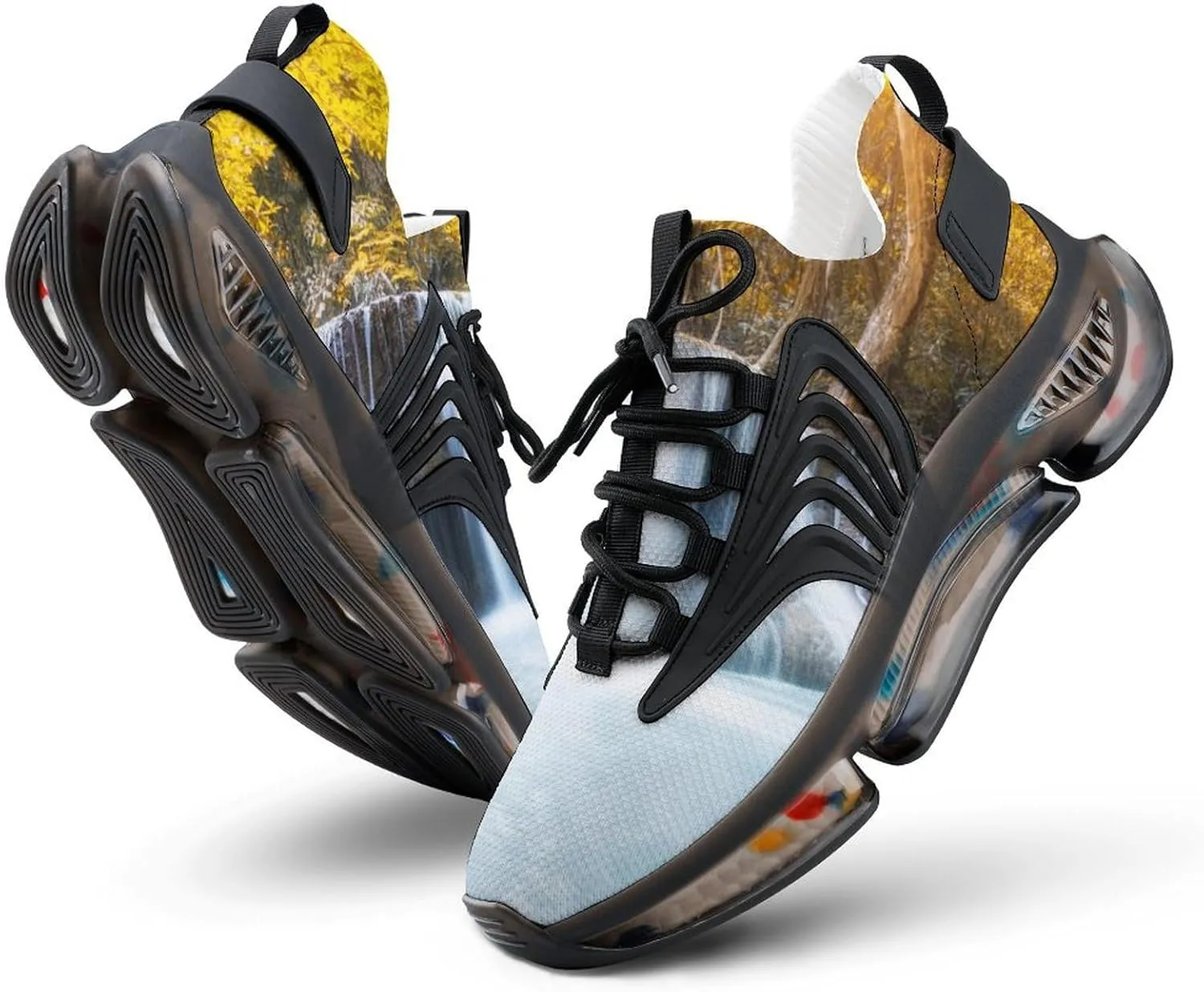 Waterfall Landscape Autumn Forests Walking Shoes for Men Lightweight Tennis Fashion Elastic Sports Shoes Cushion Basketball Shoes