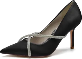 Women's Classic Closed Pointed Toe Stiletto High Heels Pumps Shoes for Party Evening Wedding,Black,5