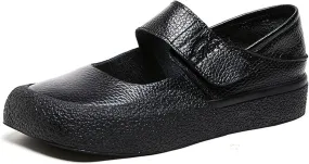 Women's Genuine Leather Flat Bottomed Soft Bottomed Mary Jane Shoes Fashionable and Comfortable Round Toe Low Heel Lightweight Walking Shoes