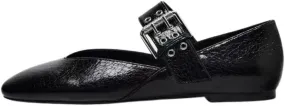Women's White Mary Jane Flats Comfortable, Buckle Strap Ballet Flats for Women Sqaure Round Toe Slip On Shoes