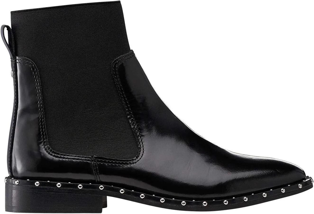 Women's Wide Width Patent Leather Studded Bootie