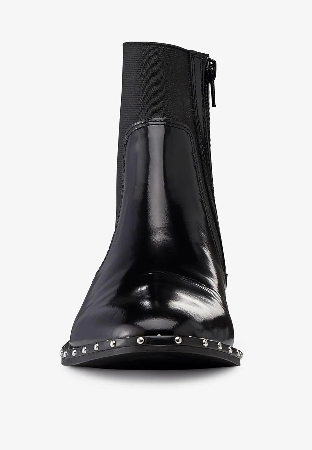 Women's Wide Width Patent Leather Studded Bootie