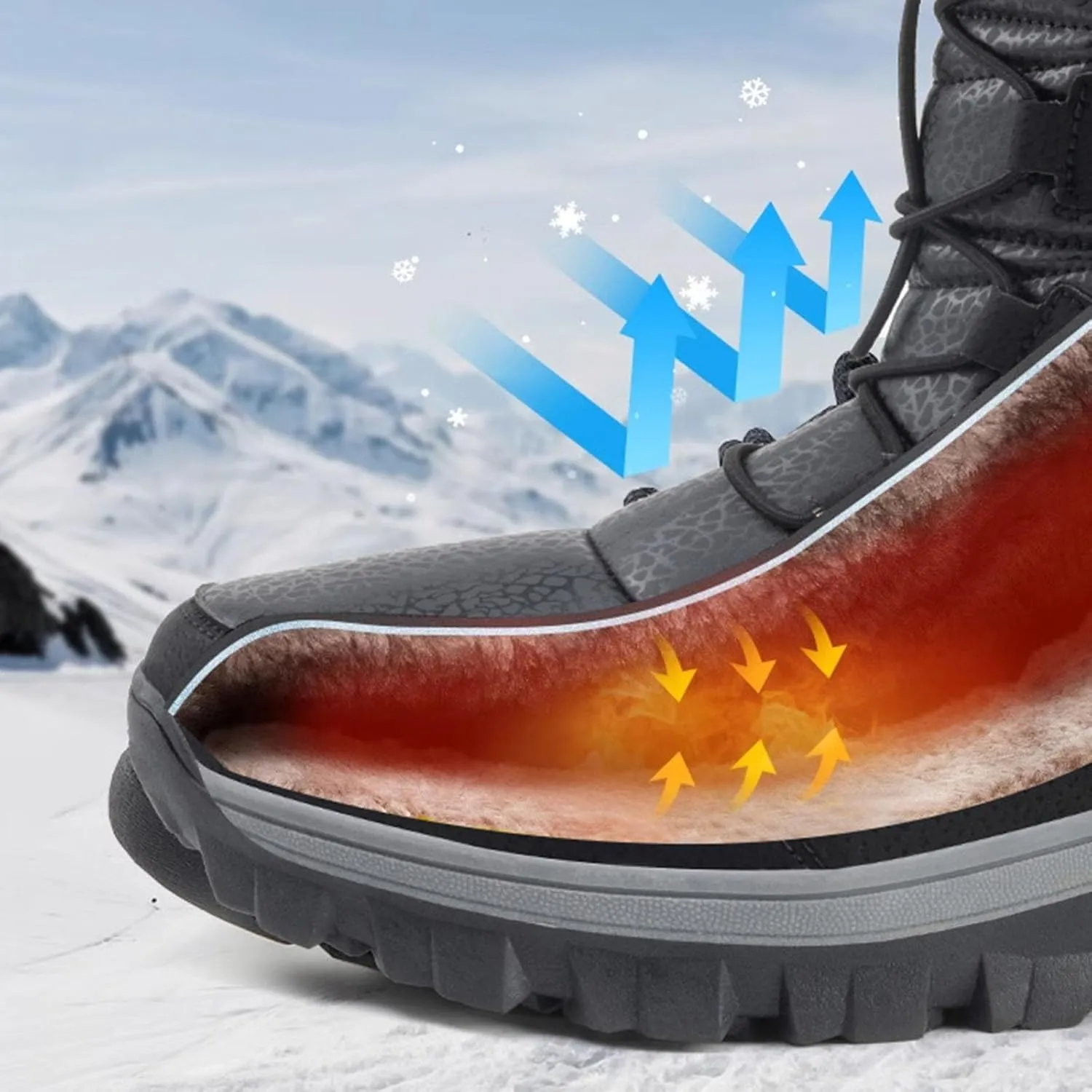 Womens Winter Snow Boots Waterproof Shoes Comfortable Hiking Tennis Booties Furry Mid Calf Fur Lined Winter Boots